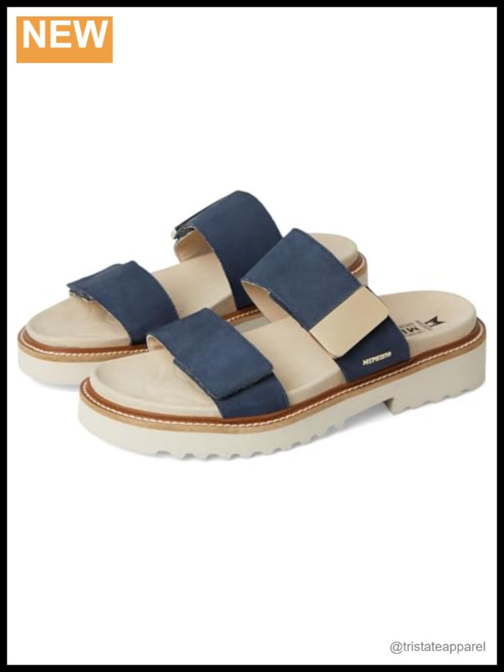 Mephisto Vonny Leather Slide Sandals Block Heel Casual Comfort